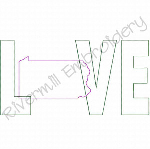 Raggy Applique Pennsylvania Love Machine Embroidery Design