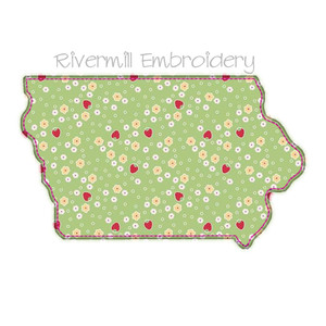 Raggy Applique State of Iowa Machine Embroidery Design