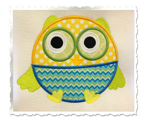 Applique Owl Machine Embroidery Design