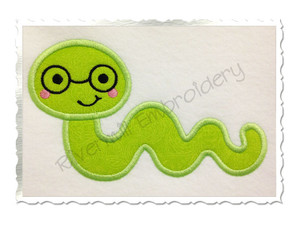 Applique Bookworm Machine Embroidery Design