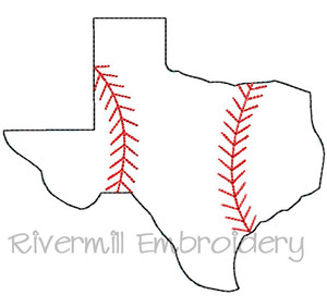 Raggy Applique Texas with Baseball Stripes Machine Embroidery Design