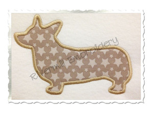 Applique Corgi Dog Silhouette Machine Embroidery Design