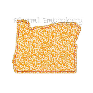Raggy Applique State of Oregon Machine Embroidery Design