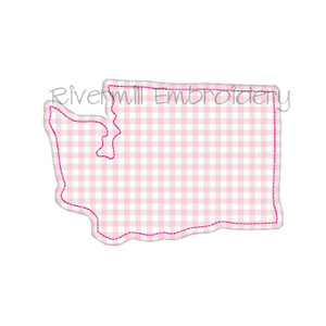 Raggy Applique State of Washington Machine Embroidery Design