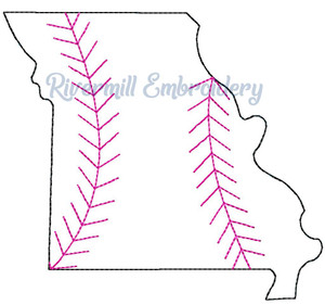 Raggy Applique Missouri with Baseball Stripes Machine Embroidery Design