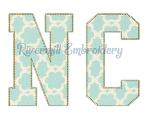 Raggy Applique North Carolina NC Varsity Style Machine Embroidery Design