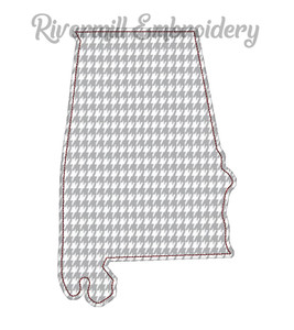 Large Raggy Applique State of Alabama Machine Embroidery Design