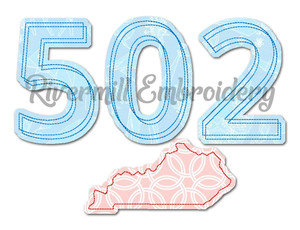Raggy Applique Kentucky 502 Area Code Machine Embroidery Design