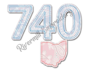 Raggy Applique Ohio 740 Area Code Machine Embroidery Design