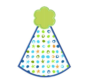 Birthday Party Hat Applique Embroidery Design