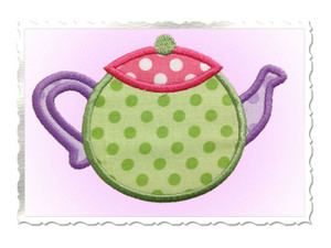 Teapot Applique Machine Embroidery Design