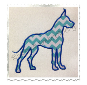 Applique Great Dane Dog Silhouette Machine Embroidery Design