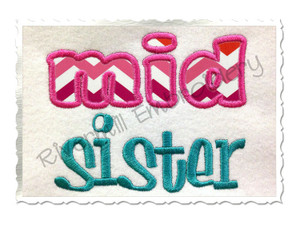 Middle Mid Sister Applique Machine Embroidery Design