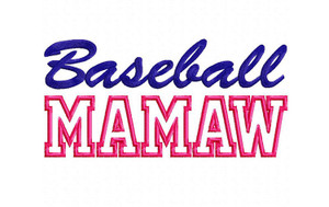Baseball Mamaw Applique Machine Embroidery Design