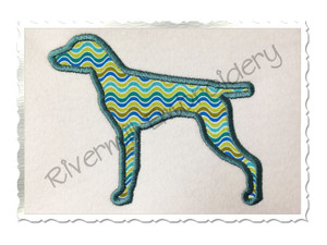 Applique German Shorthaired Pointer Dog Silhouette Machine Embroidery Design