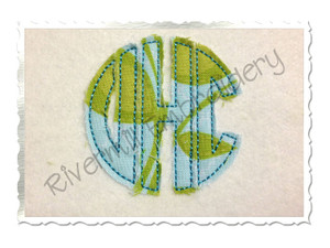 Small 2 Inch Raggy Round Monogram Applique Machine Embroidery Alphabet