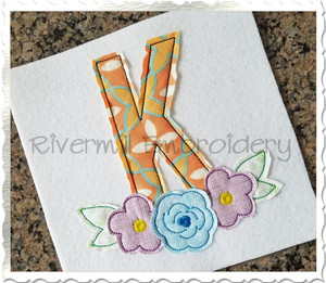 Flowers Raggy Applique Machine Embroidery Alphabet