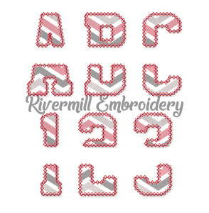 Split Varsity Diamond Applique Machine Embroidery Alphabet