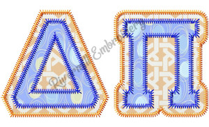 Zig Zag Double Applique Greek Varsity Machine Embroidery Alphabet
