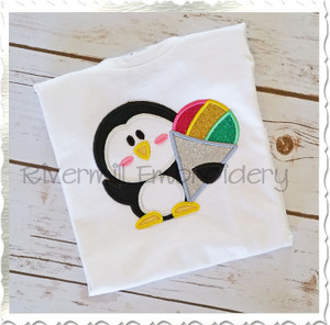 Applique Penguin With A Snow Cone Machine Embroidery Design