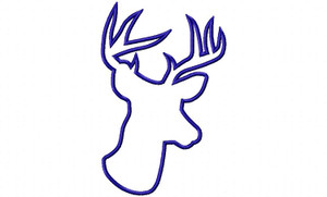 Large Applique Deer Head Buck Silhouette Machine Embroidery Design