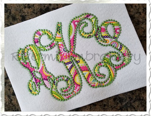 Intertwined Monogram Candlewick Applique Machine Embroidery Alphabet Font