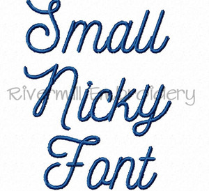 Small 3/4" Size Only - Nicky Machine Embroidery Font Alphabet