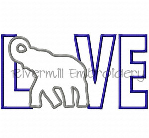 Applique Elephant Love Machine Embroidery Design