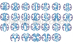 Small Arabesque Monogram Machine Embroidery Font Alphabet