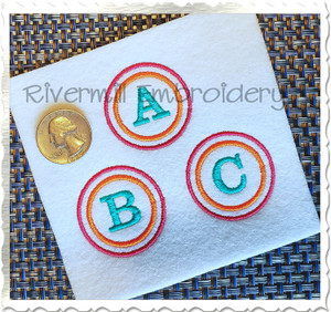 Small Double Circle Initial Monogram Machine Embroidery Font