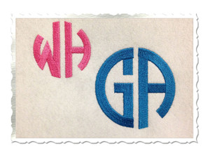Round 2 Letter Monogram Machine Embroidery Font