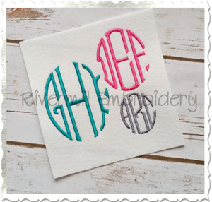 Oval 3 Letter Monogram Machine Embroidery Font