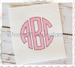 Vintage Style Round 3 Letter Monogram Machine Embroidery Font