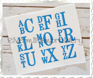 1 1/2" Size Only - Boys Stacked Monogram Machine Embroidery Font