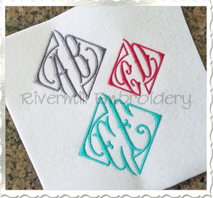 Antique Style Two Letter Monogram Machine Embroidery Font