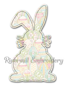 Raggy Applique Bunny Silhouette Machine Embroidery Design