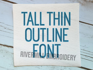 Two Color Tall Thin Outline Font Machine Embroidery Font Alphabet