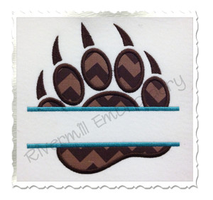 Split Applique Bear Paw Print Machine Embroidery Design
