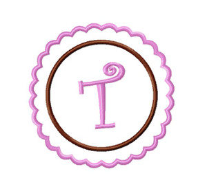 Scalloped Circle Initial Monogram Machine Embroidery Font