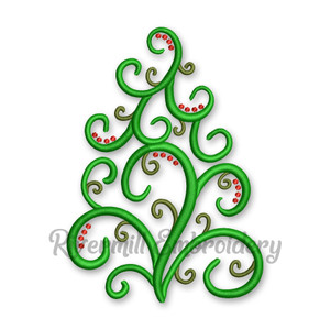 Swirl Christmas Tree Machine Embroidery Design