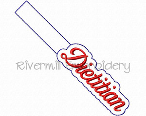 Dietitian In The Hoop Snap Tab Key Fob Machine Embroidery Design