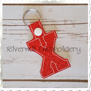 Letter X In The Hoop Snap Tab Key Fob Machine Embroidery Design