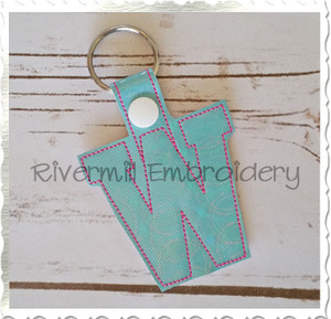 Letter W In The Hoop Snap Tab Key Fob Machine Embroidery Design