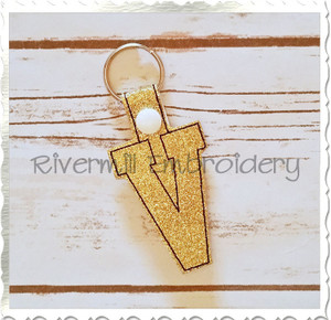 Letter V In The Hoop Snap Tab Key Fob Machine Embroidery Design