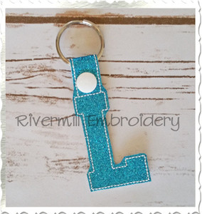 Letter L In The Hoop Snap Tab Key Fob Machine Embroidery Design