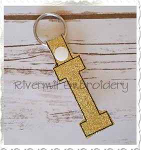 Letter I In The Hoop Snap Tab Key Fob Machine Embroidery Design