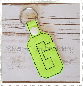 Letter G In The Hoop Snap Tab Key Fob Machine Embroidery Design