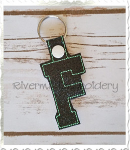 Letter F In The Hoop Snap Tab Key Fob Machine Embroidery Design