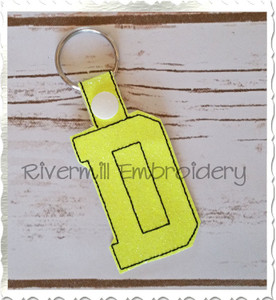Letter D In The Hoop Snap Tab Key Fob Machine Embroidery Design