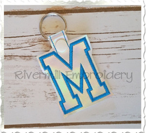 Letter M In The Hoop Snap Tab Key Fob Machine Embroidery Design (Verision 2)